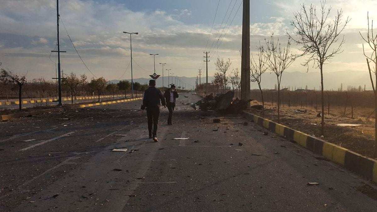 This photo released by the semi-official Fars News Agency shows the scene where Mohsen...